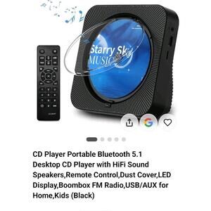 Desktop CD Player with Bluetooth & FM Radio (Black)